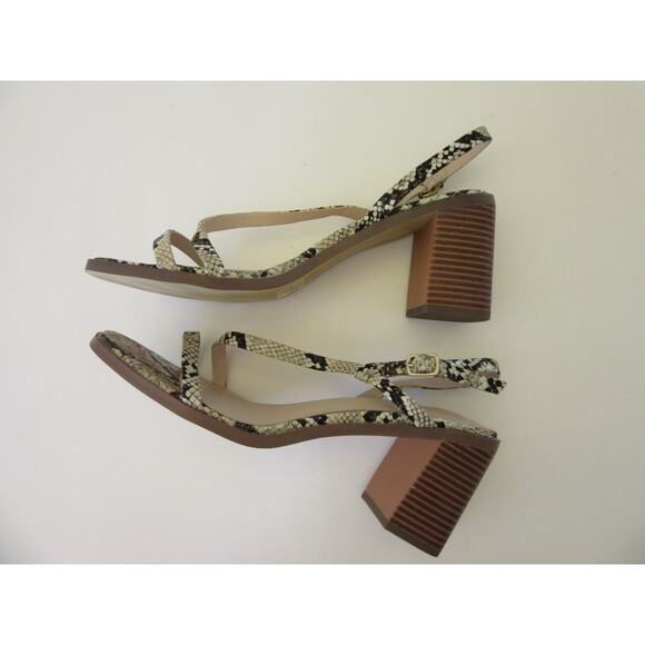 H for Halston Snakeskin Pattern Open Toe Size 9 Slingback Block Heel Sandals - Picture 5 of 7